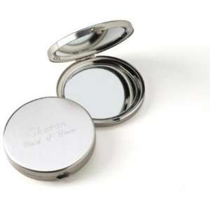  Personalized Round Brushed Chrome Compact Mirror Health 