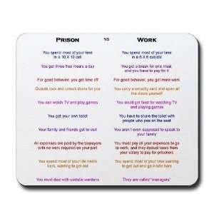 Prison vs. Work Funny Mousepad by  Office 