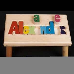 Personalized Name Stool With 12 Letters Finish White, Letter Color 