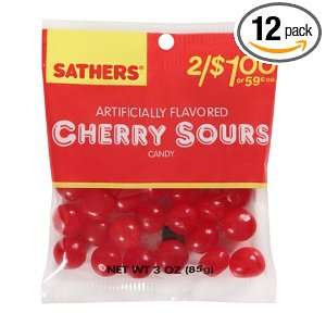 Sathers Cherry Sours, 3 Ounce Bags (Pack Grocery & Gourmet Food