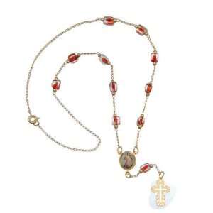  Divine Mercy One Decade Rosary Necklace w/ Boreal Glass 