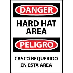   Danger, Hard Hat Area, Graphic, Bilingual, 14 X 10, Pressure Sen