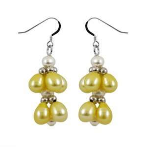   Sterling Silver White and Yellow Freshwater Pearl Earrings QE 10022 AM