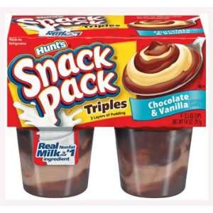 Hunts Snack Pack Triples Chocolate & Vanilla Pudding Cups   12 Pack 
