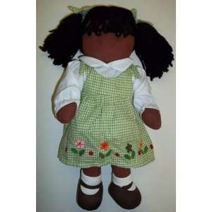  Rag Doll 16 Tall   Dark Skin   Brunette   Green & White 
