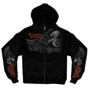   Hot Leathers Black X Large Ghost Eagle Zip Hoodie Automotive