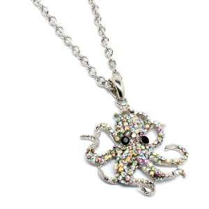  Sea Creature Bling Crystal Studs Octopus Necklace 