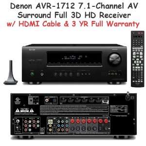  Denon AVR 1712 7.1 Channel AV Surround Full 3D HD Receiver 