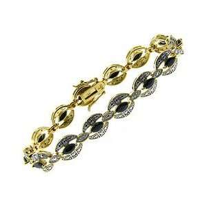 18kt Over Sterling Silver Genuine Sapphire and Diamond Accent Bracelet