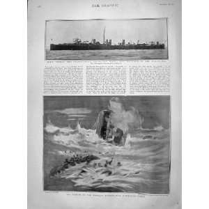  1901 SINKING TORPEDO BOAT DESTROYER COBRA NORTH SEA
