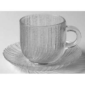  Arcoroc Seabreeze Cup and Saucer Set, Crystal Tableware 