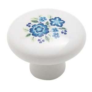  Amerock 725A CW1 White Ceramic With Blue Pattern Cabinet 