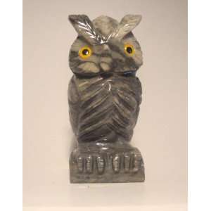 Soapstone Owl Figurine 3.25h Owl Carving 