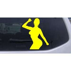 Sexy Dancer Silhouettes Car Window Wall Laptop Decal Sticker    Yellow 