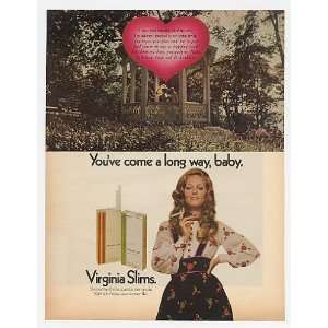 1971 Virginia Slims Cigarette Obedient Wife Couple in Gazebo Print Ad 