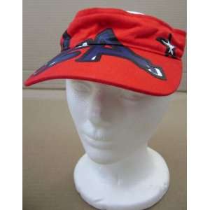  Red Visor with USA ironed on in Navy Blue and 2 stars 