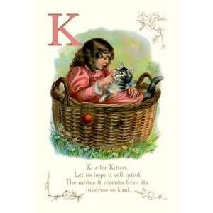  K is for Kitten   12x18 Framed Print in Black Frame (17x23 