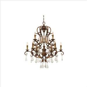   Alante Nine Light Chandelier with Clear Crystal Drops in Golden Pecan