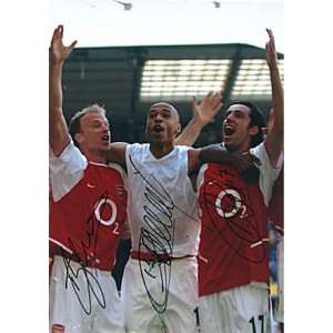   Bergkamp, Henry and Pires SIGNED PREPRINT COA 