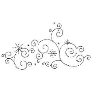  Wood Mounted Rubber Stamp 2 1/2x4 1/2 Snow Scroll