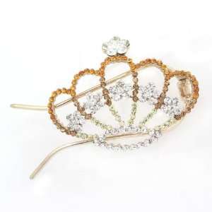    Czech Rhinestone 2 Prong Hair Stick Fork Crown Topaz Beauty