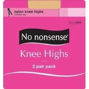 No Nonsense Knee Highs Comfort Top (2 pair pack), Off Black Sheer Toe 