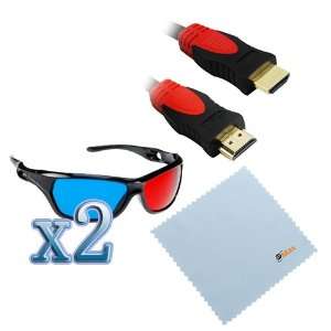  GTMax 10FT HDMI Cable + 2X 3D Red/Cyan Glasses for VIZIO 