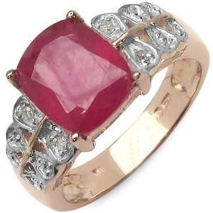  14K Gold Plated 3.76 Carat Genuine Ruby and 0.04 ct. t.w 