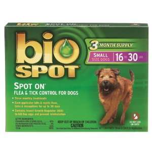  Bio Spot Spot On for Dogs 16 30 lbs., 3 Month Supply Pet 