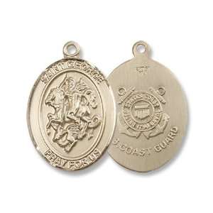 Gold Filled St. George Coast Guard Armed Forces Military Medal Pendant 