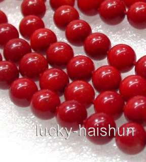 crude 2rows 18 8mm round red coral bead necklace  