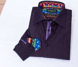NWT Inserch Mens Long Sleeve Contrast Trim Jacquard Shirt M 2X  