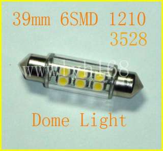 10x 39mm 6SMD 1210/3528 Car LED Festoon Dome Light Bulb  