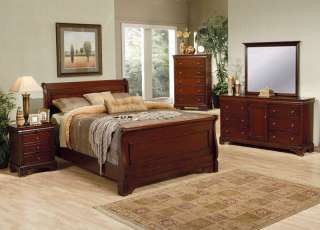 Mahogany Queen Sleigh Bed   FREE S/H  