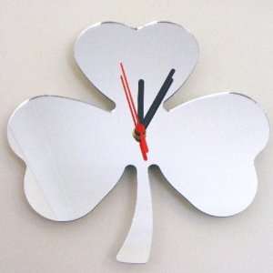  35cm x 30cm Three Leaf Clover Clock Mirror