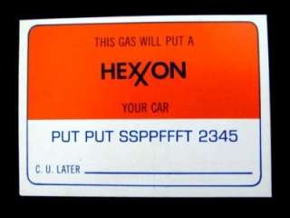 Vintage Hexxon Gas (EXXON) Trading Card FAKE Gasoline Credit GAG GIFT 
