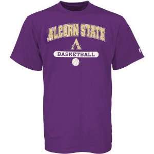  Russell Alcorn State Braves Purple Basketball T shirt 