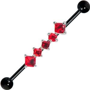  Black Red CZ Industrial Barbell 37mm Body Candy Jewelry