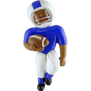  3966 African American Football Player Blue Christmas 