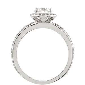 00 Carat REAL Diamond Round Engagement Ring Pave Halo Vintage White 