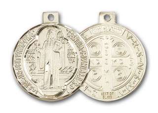 12K Gold Fill Saint Benedict Medal Pendant Necklace LG  