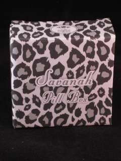 Silver Black Animal Leopard Print Savannah Pill Box  