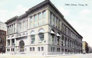 PUBLIC LIBRARY CHICAGO ILLINOIS   1911 VINTAGE POSTCARD  