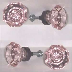  LOTS OF FOUR (4) True Pink 24% Lead Crystal & Rubbed Oil Bronze Old 