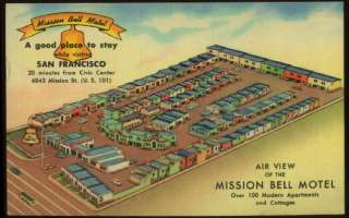 040110 MISSION BELL MOTEL SAN FRANCISCO CA POSTCARD 1951  
