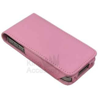 Baby Pink Leather Flip Case Cover for iPhone 4S & 4  
