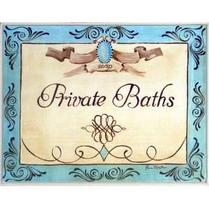  Blue Private Bath Rectangle Bath Plaque