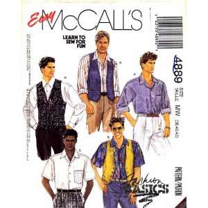 McCalls 4889 Sewing Pattern Mens Vest Button Down Shirt Chest 38   40 