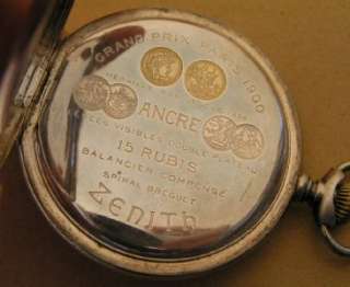 ZENITH Silver Swiss Pocket Watch GRAND PRIX 1900  
