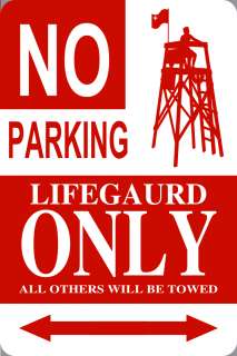 Occupational Parking Signs No Parking Lifeguard 18x12  